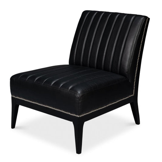 Fauteuil pantoufle moderne en cuir noir
