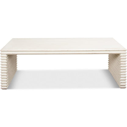 Table basse côtelée blanche contemporaine