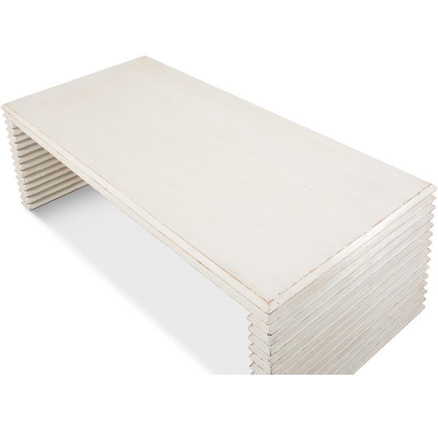 Table basse côtelée blanche contemporaine