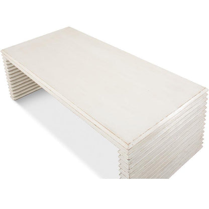 Table basse côtelée blanche contemporaine