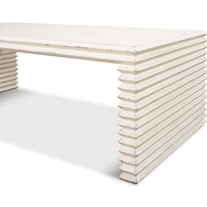 Table basse côtelée blanche contemporaine