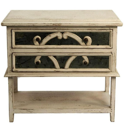 Table de chevet Elysee blanche vieillie