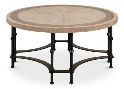 Table basse avec plateau en marqueterie équestre