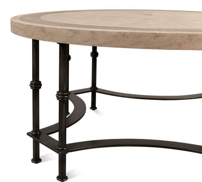 Table basse avec plateau en marqueterie équestre