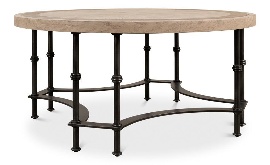 Table basse avec plateau en marqueterie équestre