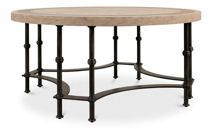 Table basse avec plateau en marqueterie équestre
