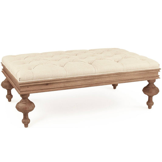 Pouf touffeté en chêne de style ferme