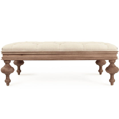 Pouf touffeté en chêne de style ferme