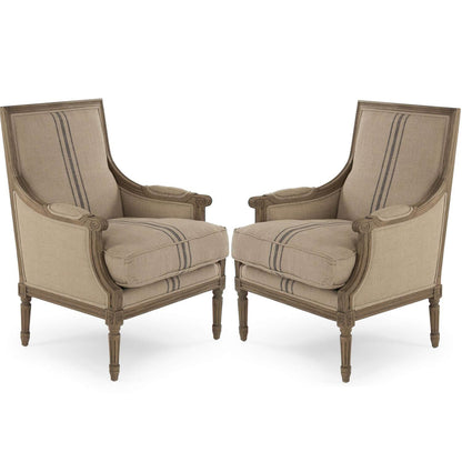 Fauteuil Louis XV rayé bleu