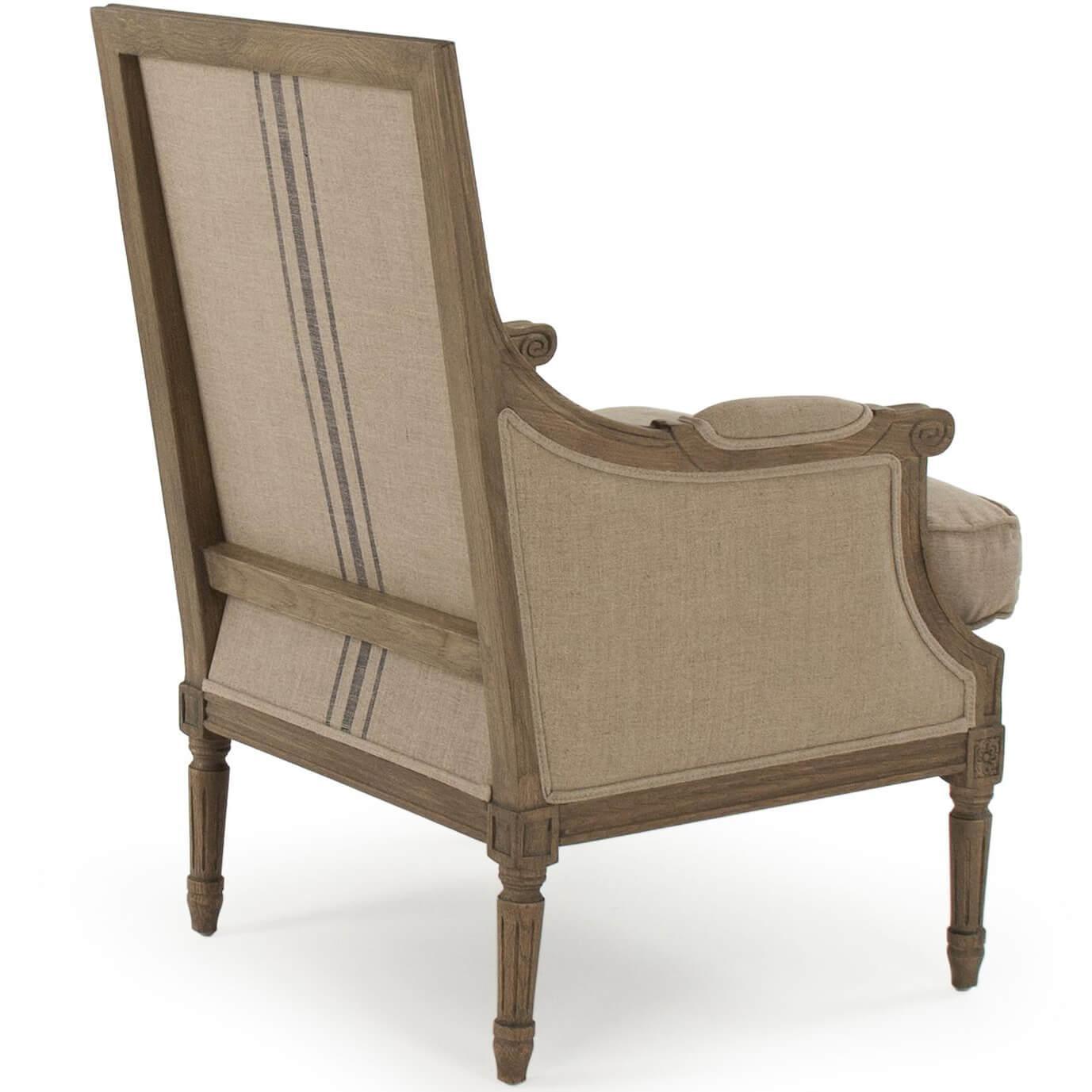 Fauteuil Louis XV rayé bleu