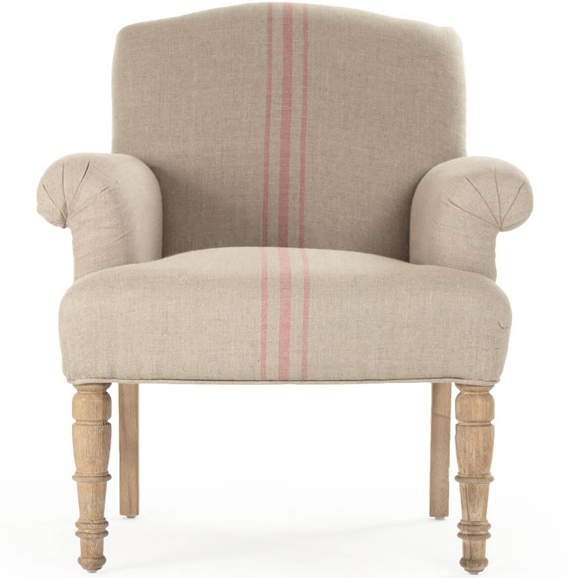 Fauteuil club rayé rouge français