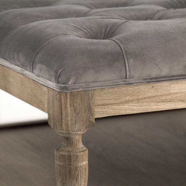 Pouf carré capitonné en velours gris