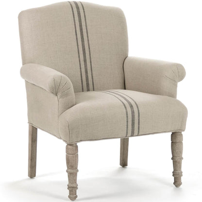 Fauteuil club rayé en sac de jute
