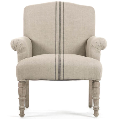 Fauteuil club rayé en sac de jute