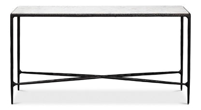 Table console avec plateau en marbre forgé