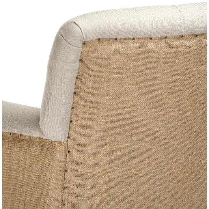 Chaise capitonnée en jute et lin