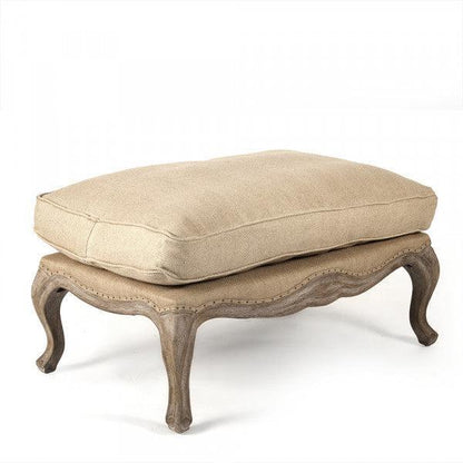 Ottoman en toile de jute française avec dessus en jute