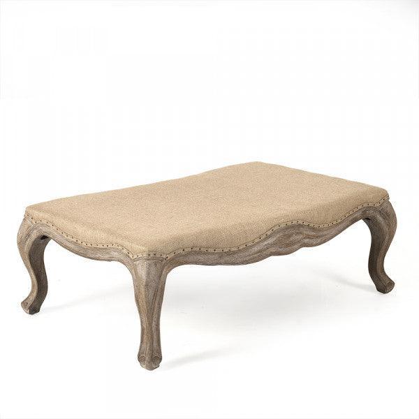Ottoman en toile de jute française avec dessus en jute