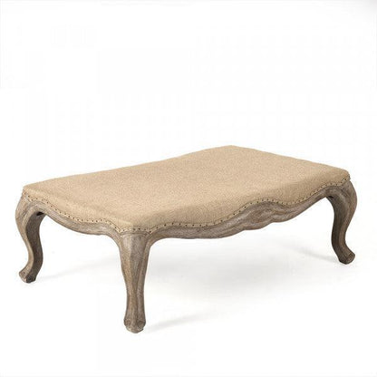 Ottoman en toile de jute française avec dessus en jute