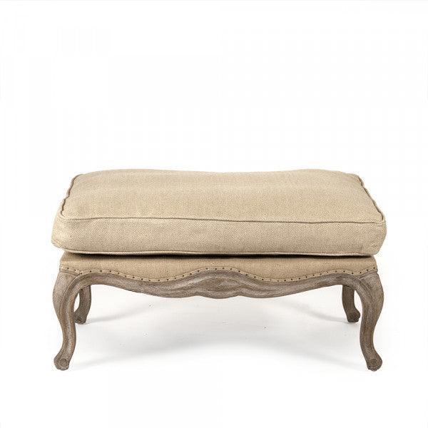 Ottoman en toile de jute française avec dessus en jute
