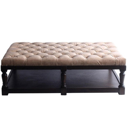 Pouf en cuir capitonné Kingston