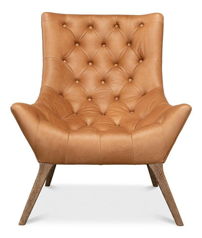 Fauteuil relax en cuir matelassé marron clair