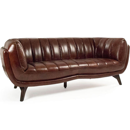 Canapé en cuir marron du milieu du siècle