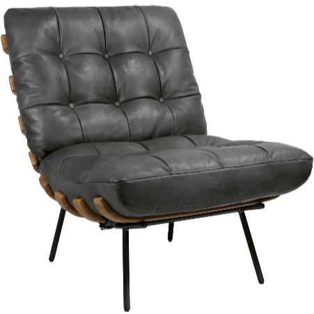 Fauteuil de salon moderne en cuir capitonné
