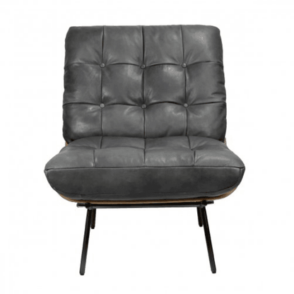 Fauteuil de salon moderne en cuir capitonné