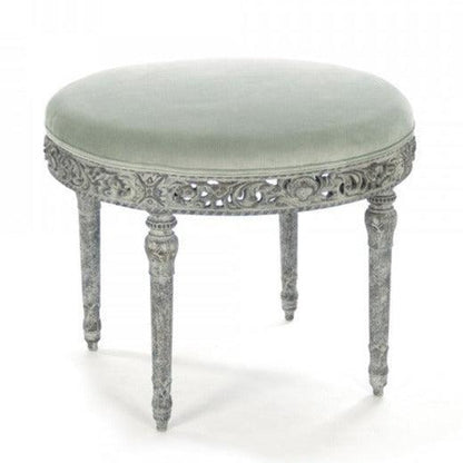 Tabouret rond français richement sculpté