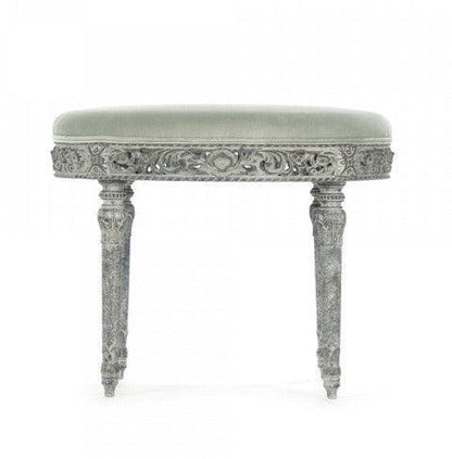Tabouret rond français richement sculpté