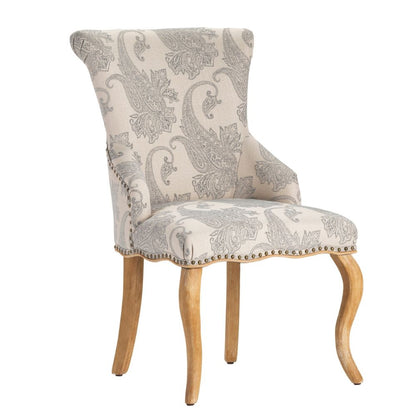 Fauteuil d'appoint gris clair à motifs cachemire