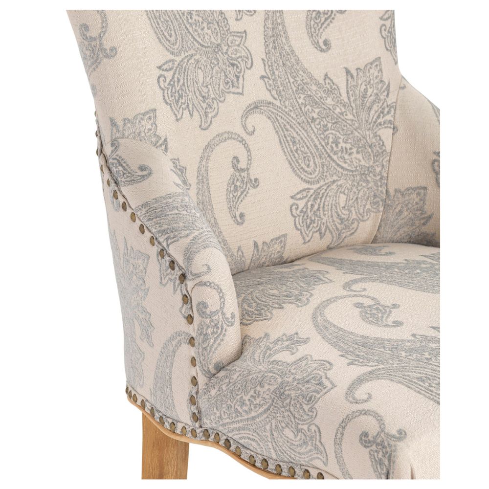 Fauteuil d'appoint gris clair à motifs cachemire