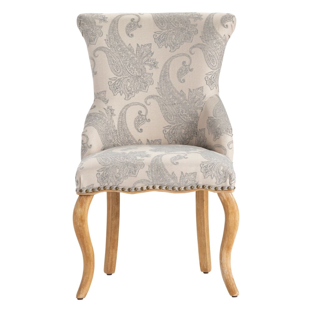 Fauteuil d'appoint gris clair à motifs cachemire