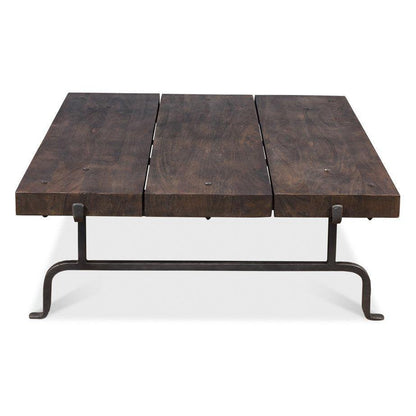 Table basse carrée rustique en planches