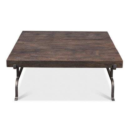 Table basse carrée rustique en planches