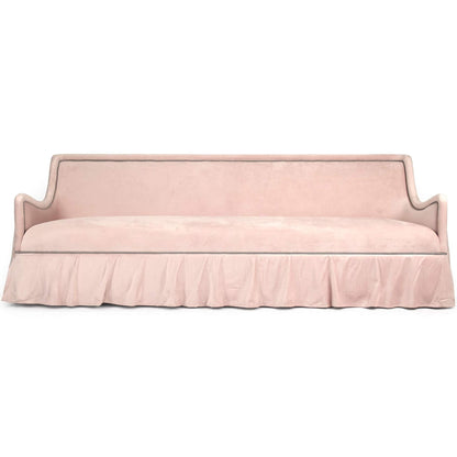Canapé en velours moelleux avec jupe rose