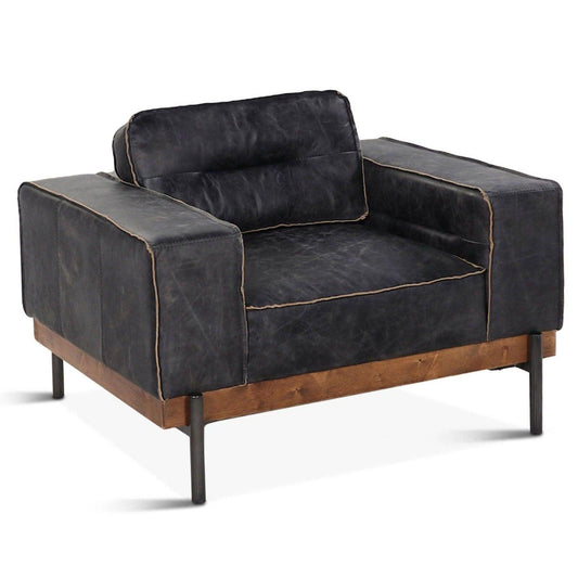 Fauteuil de salon industriel noir Portofino
