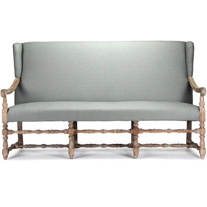 Banquette à dossier haut bleu sauge de Provence