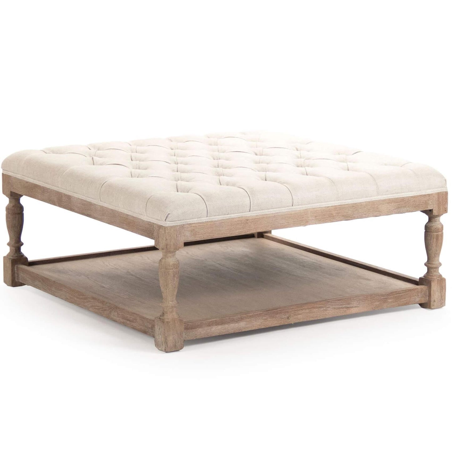 Pouf carré en chêne récupéré