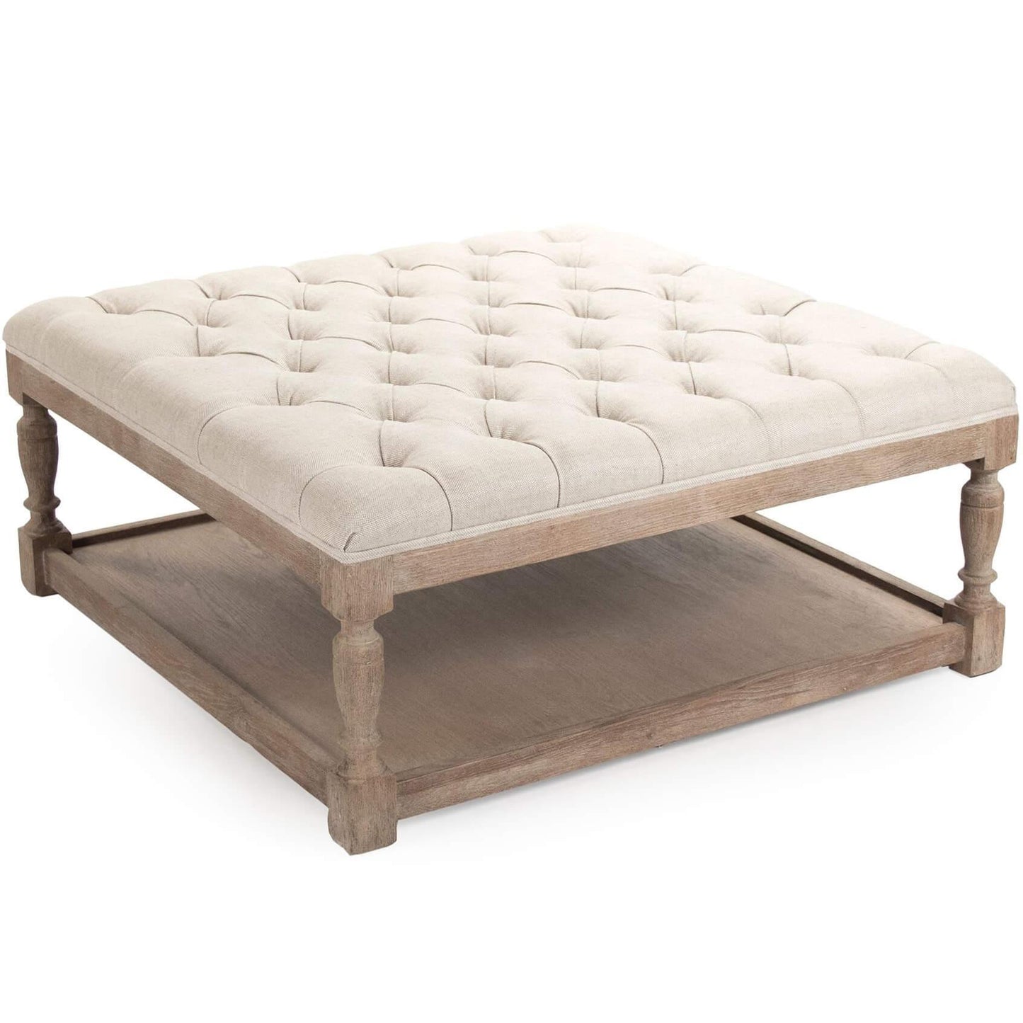 Pouf carré en chêne récupéré
