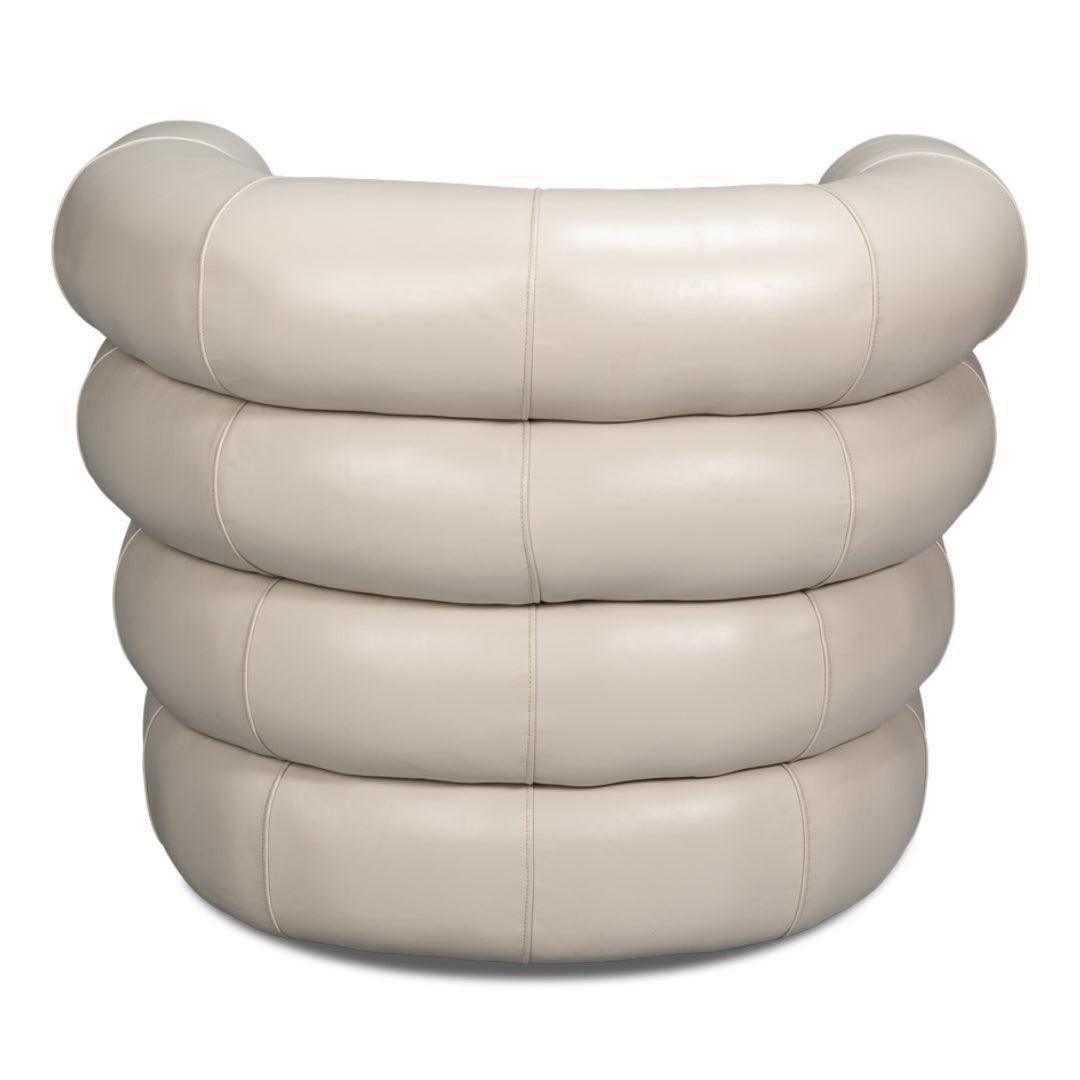 Chaise pivotante en cuir blanc cristal