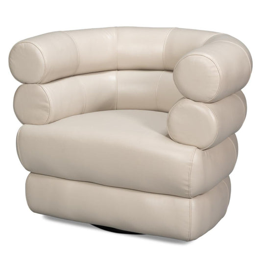 Chaise pivotante en cuir blanc cristal