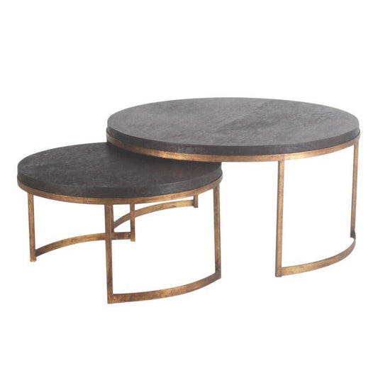 Tables gigognes rondes à base dorée
