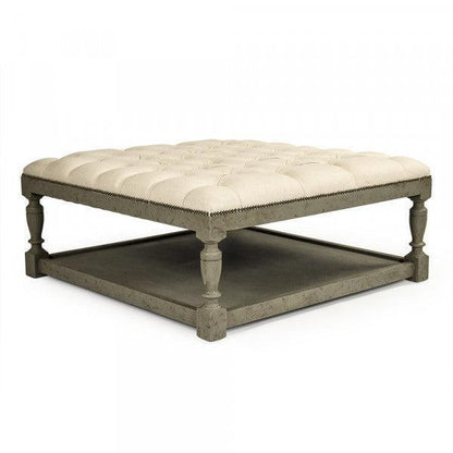 Pouf carré touffeté vert rustique