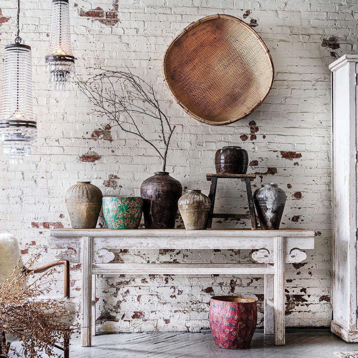 Table console rustique blanche de style ferme