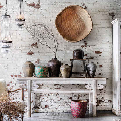 Table console rustique blanche de style ferme