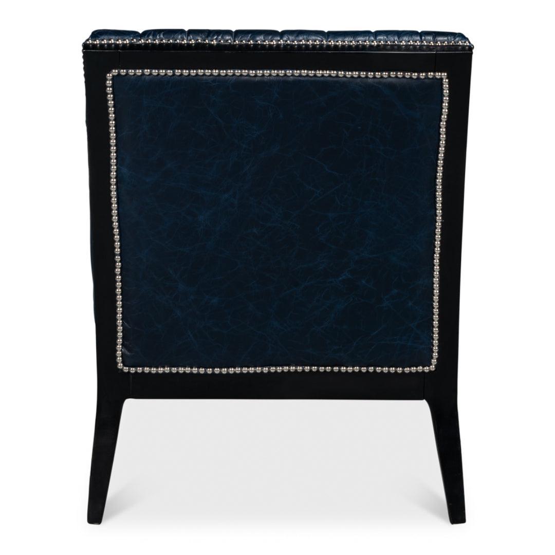 Fauteuil chausson en cuir bleu Château