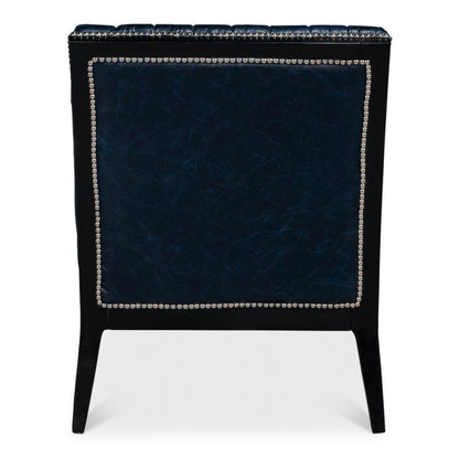 Fauteuil chausson en cuir bleu Château
