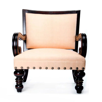 Fauteuil d'appoint à pieds tournés de style villa espagnole